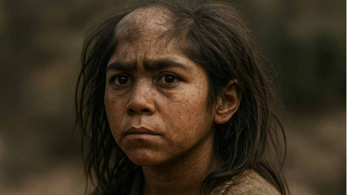 Cráneo de Benjamina, niña con craneosinostosis lambdoidea verdadera, hallada en Atapuerca