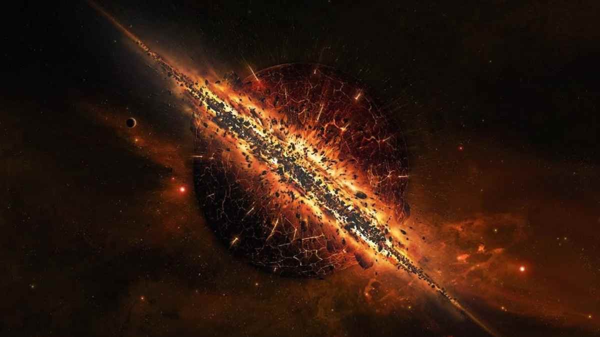 Ilustración artística del Big Crunch y del fin del universo dentro de 20.000 millones de años.
