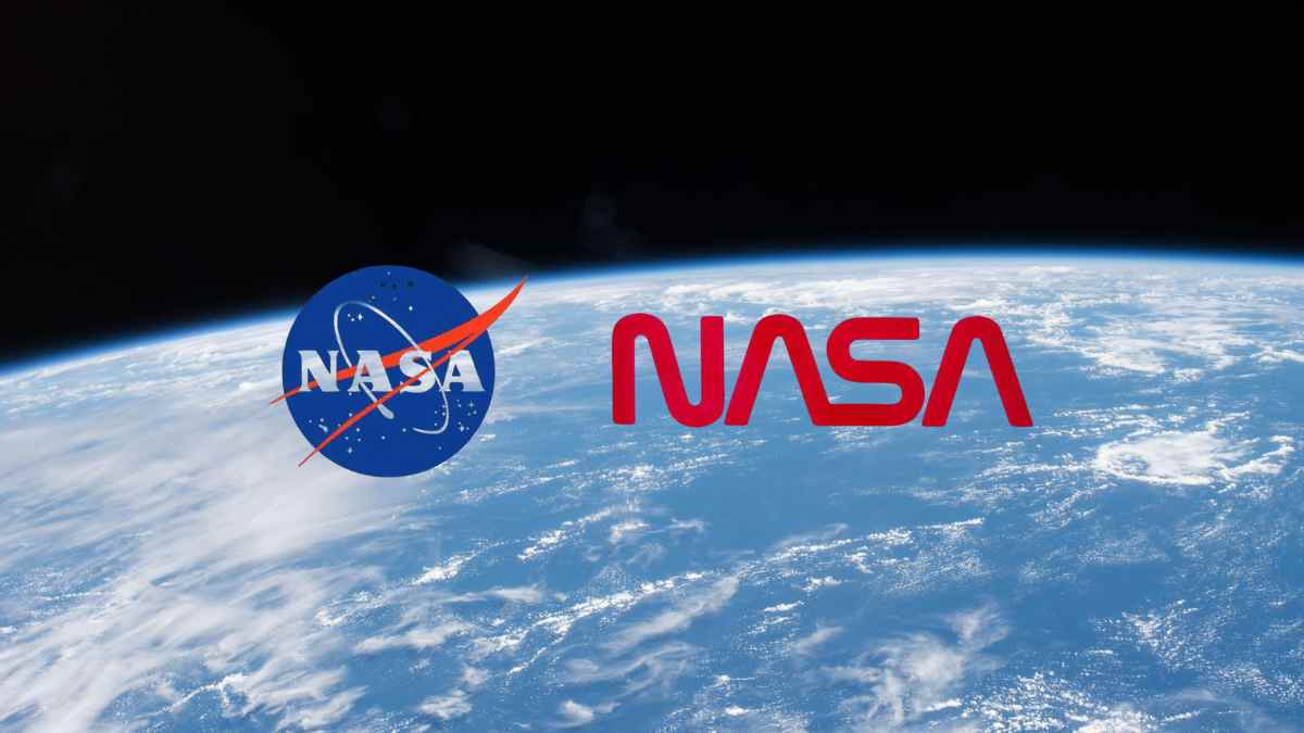 Logotipo de la NASA con la Tierra de fondo anunciando la lluvia de Perseidas en España