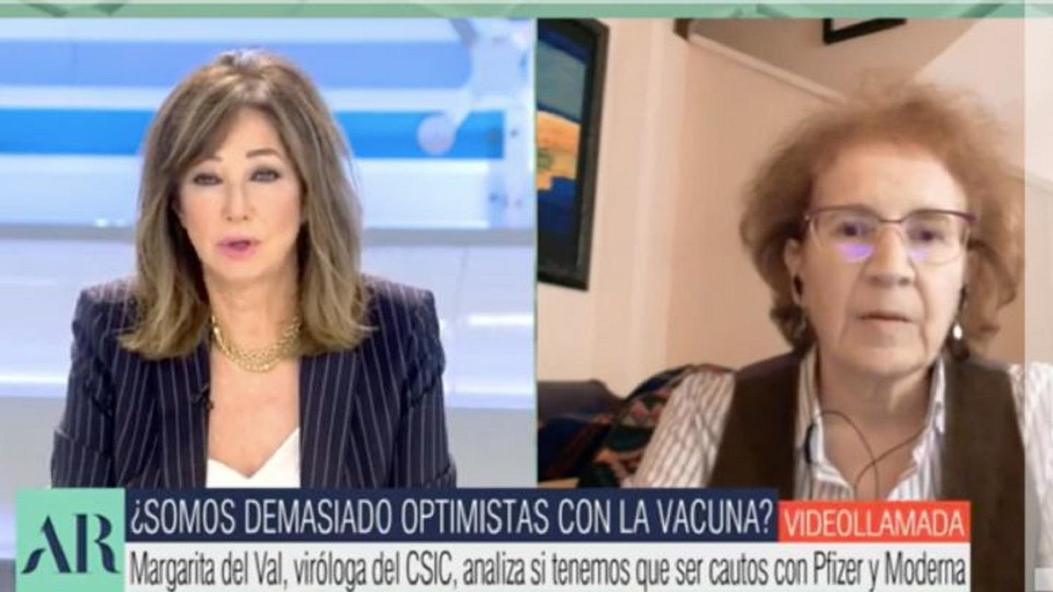 La viróloga Margarita del Val en 'El Programa de Ana Rosa'. Fuente: Mediaset.
