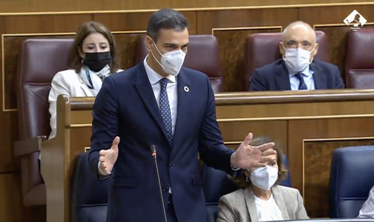 El presidente del Gobierno, Pedro Sánchez, durante una sesión de control