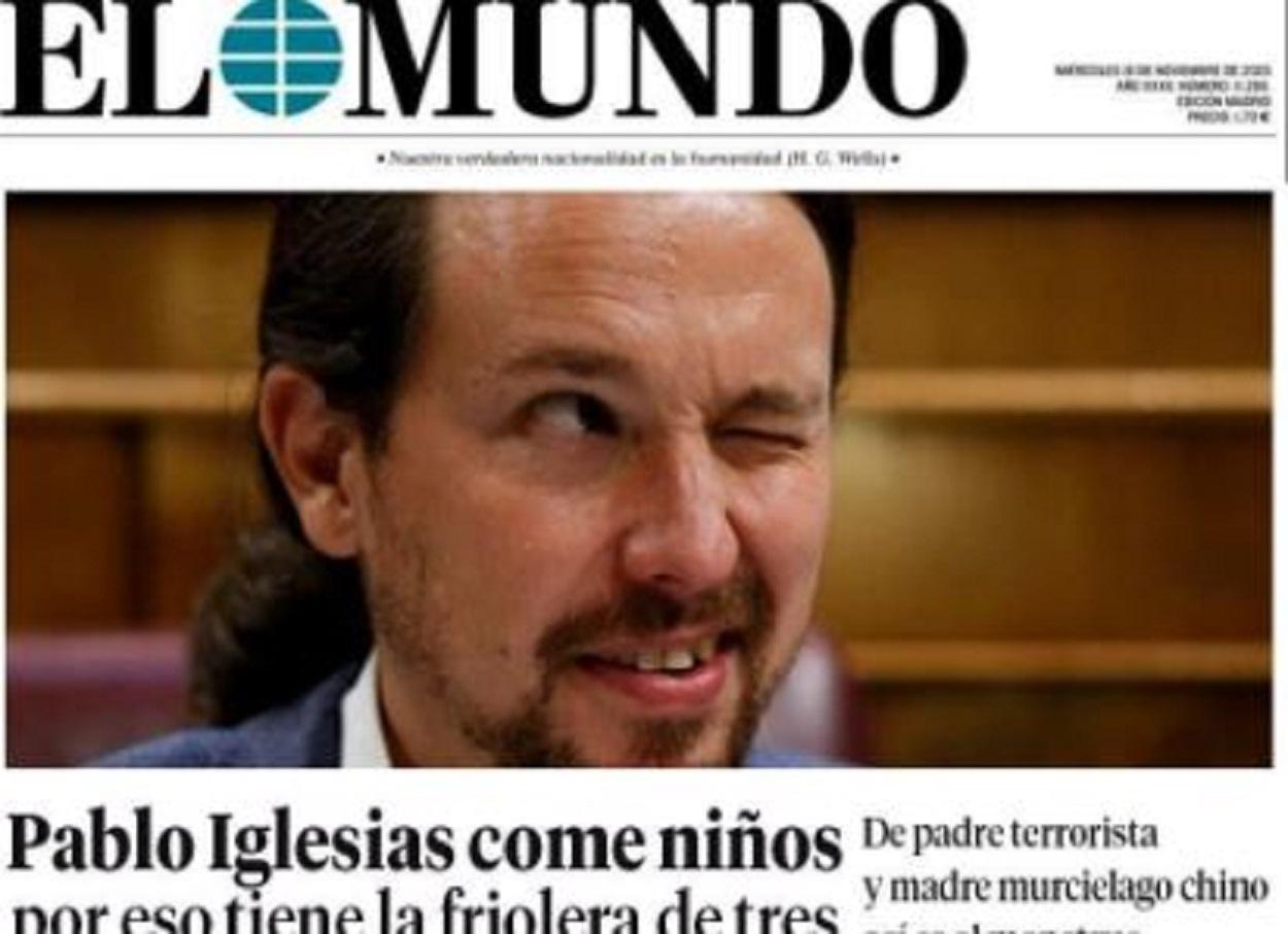 Podemos ironiza sobre la portada de 'El Mundo'. Twitter