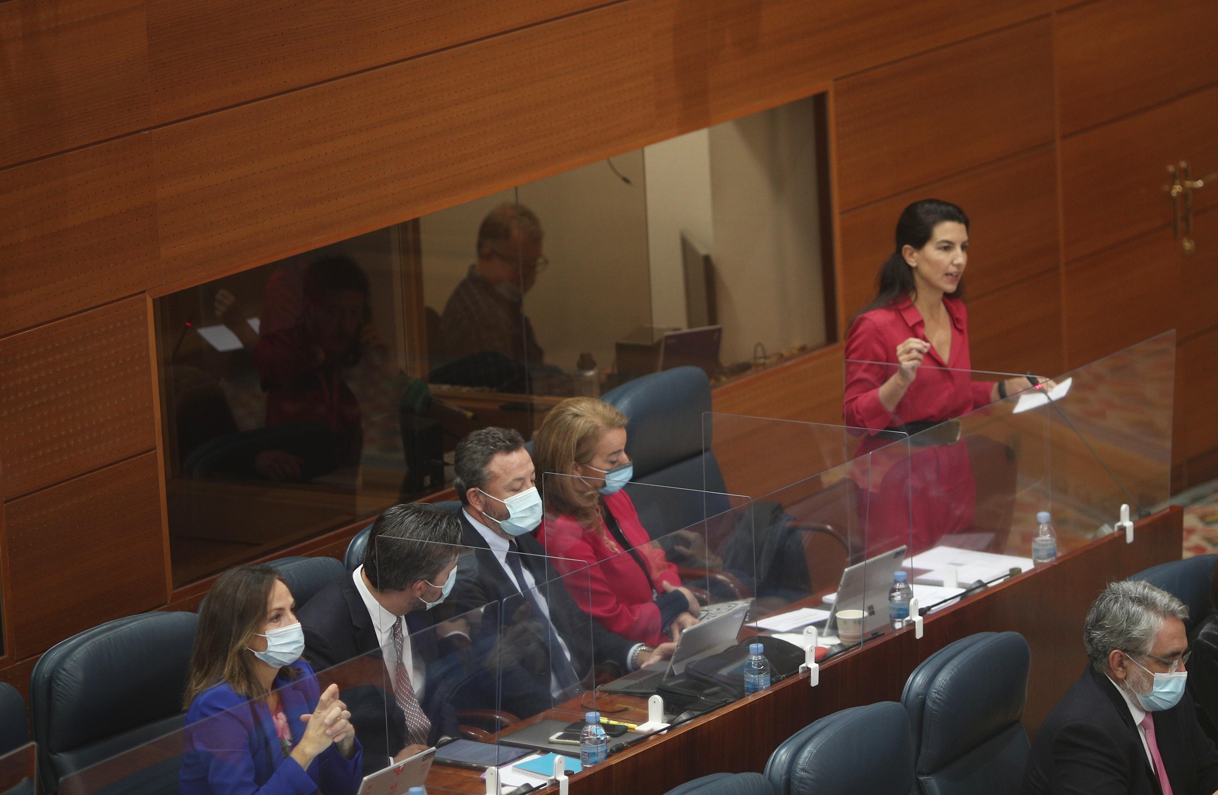 La portavoz de Vox en la Comunidad de Madrid, Rocío Monasterio, interviene durante una sesión de control al Gobierno en la Asamblea de Madrid 