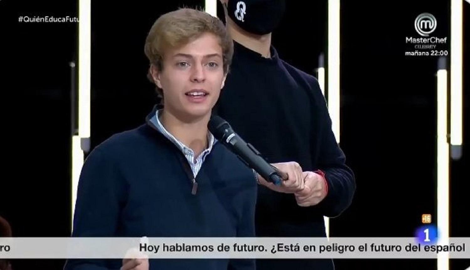 Rubén Gil, militante de las NNGG del PP, en el programa de TVE. 