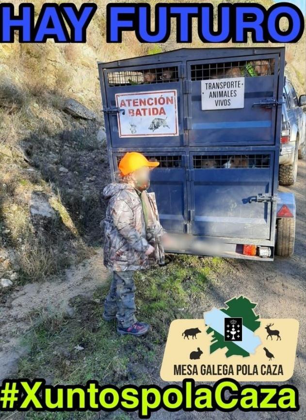 Imagen publicada en Facebook por la Mesa Galega pola Caza. 