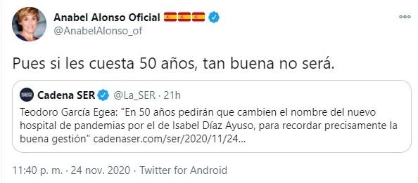 Anabel Alonso discrepa de las declaraciones de Teodoro García Egea Anabel Alonso discrepa de las declaraciones de Teodoro García Egea