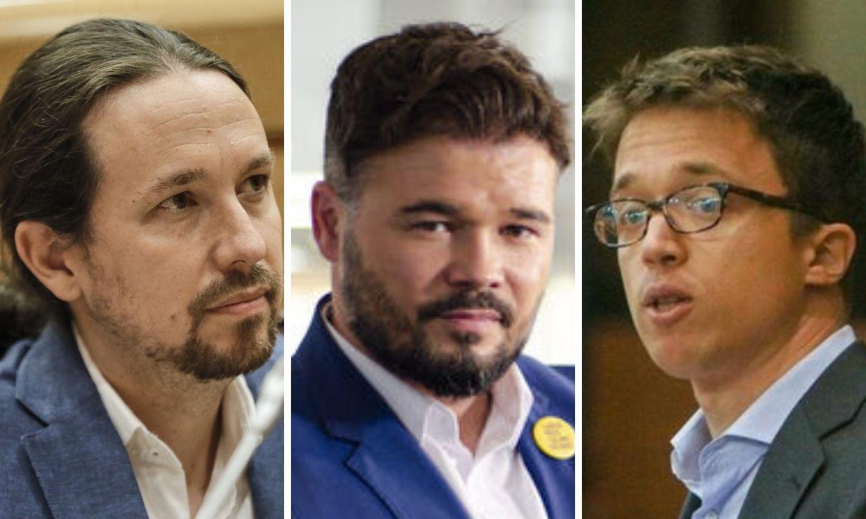 Pablo Iglesias, Gabriel Rufián e Íñigo Errejón