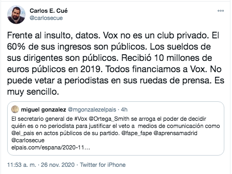 Carlos Cué sobre Vox