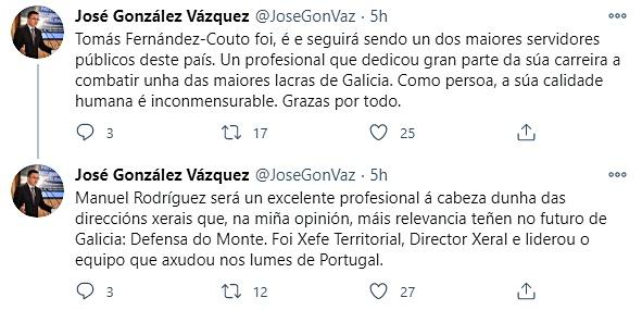 Tuit del conselleiro de Medio Rural sobre Fernández-Couto