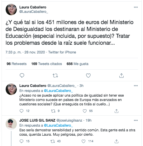 Tuit José Luis GIl contra Irene Montero