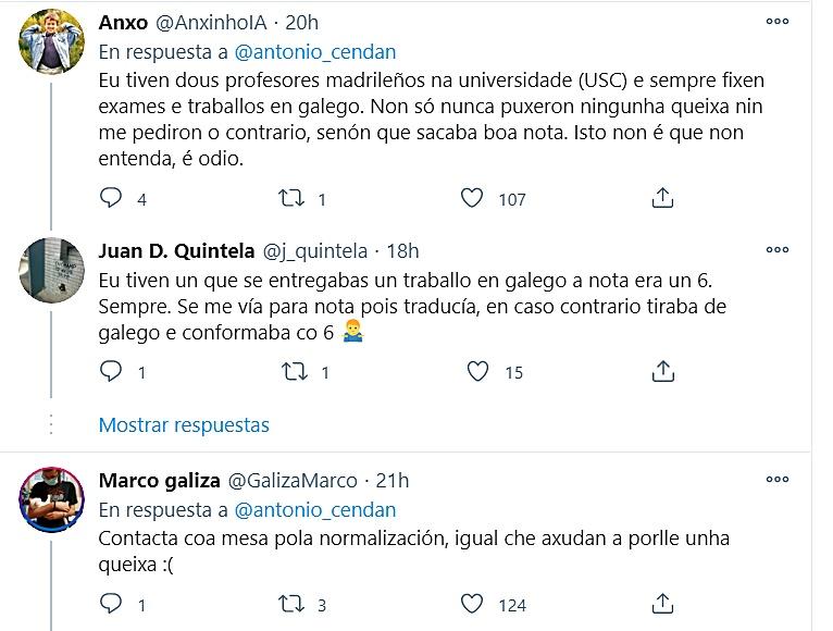 Tuit respuesta galego