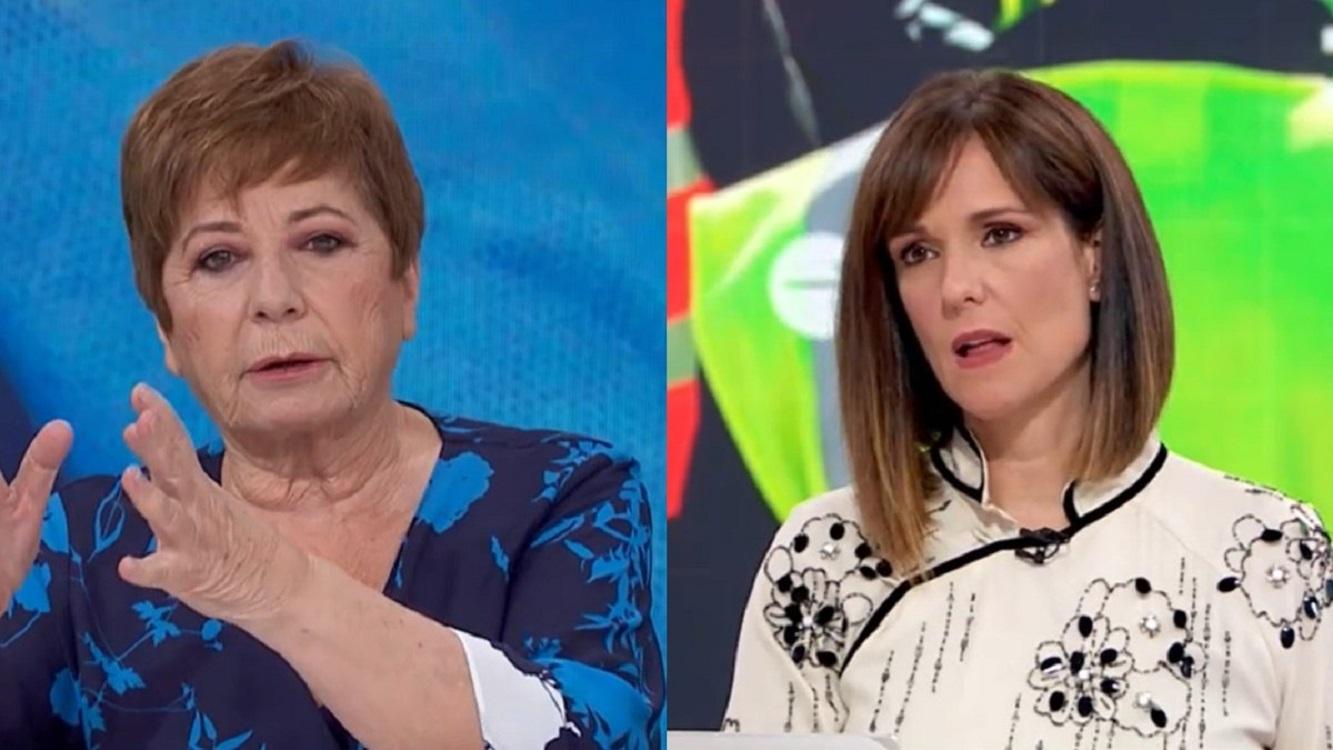 Celia Villalobos y Mónica López en 'La hora de La 1'. RTVE.