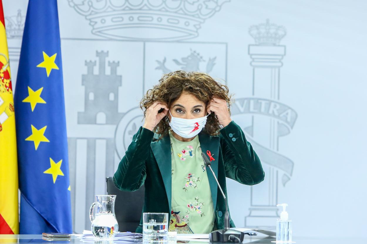La ministra portavoz y de Hacienda, María Jesús Montero, comparece en rueda de prensa tras el Consejo de Ministros celebrado en Moncloa