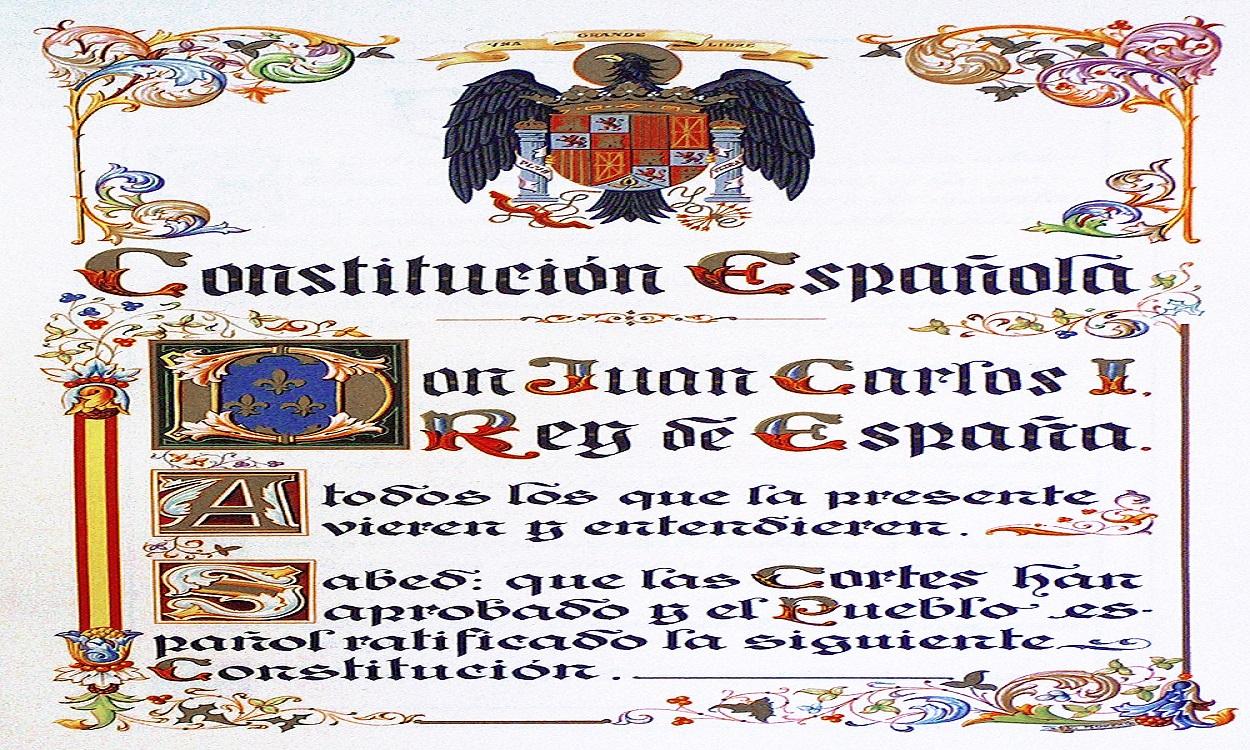 Día de la Constitución: Imagen de la primera página de Constitución Española de 1978