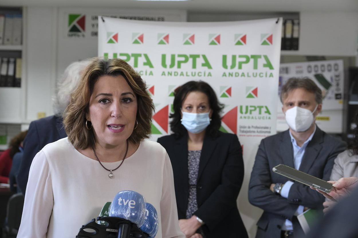 Susana Díaz tras reunirse con la Unión de Profesionales y Trabajadores Autónomos de Andalucía.