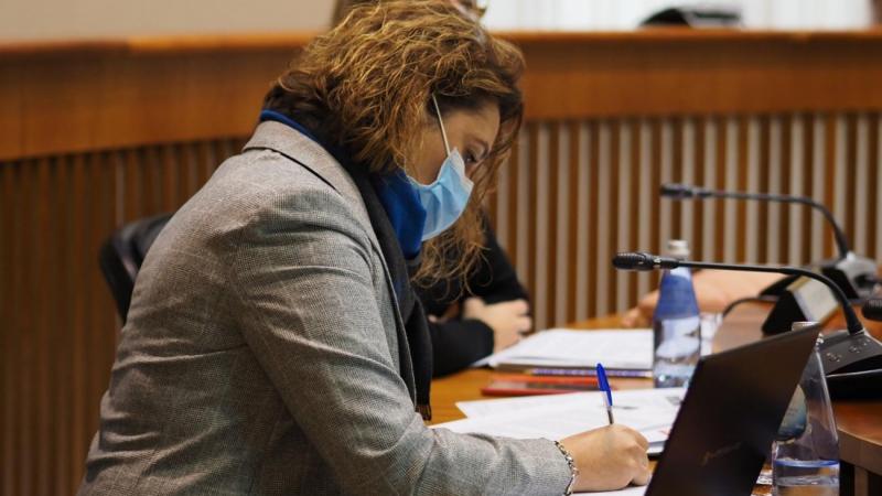 Patricia Otero, parlamentaria del PSdeG, hoy en la comisión donde ha preguntado sobre el tema de Riotorto (Foto: PSdeG).