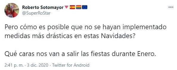 La opinión de Roberto Sotomayor sobre las restricciones de Navidad