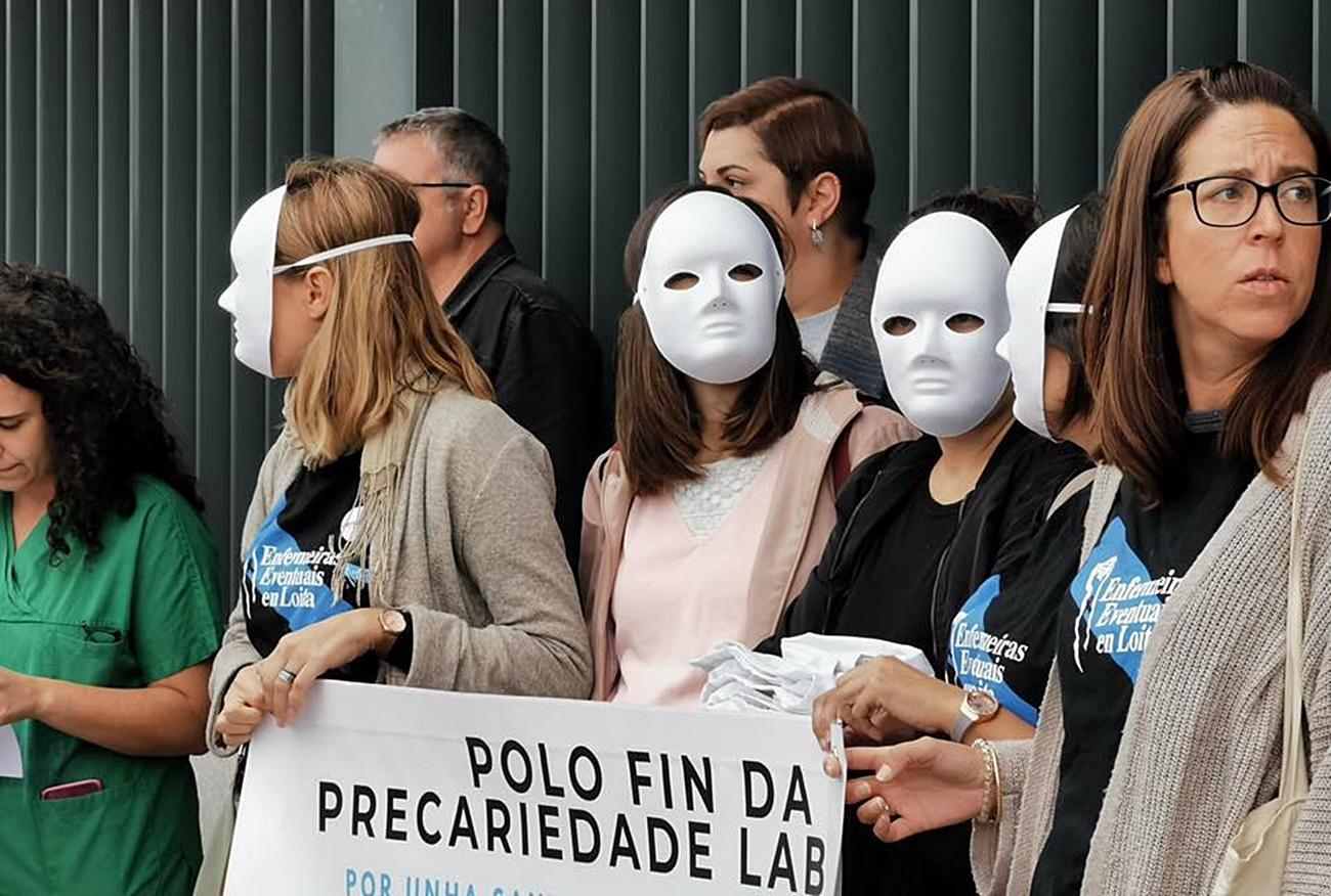 Imagen de una de las protestas llevadas a cabo por Enfermeiras Eventuais en Loita contra la precariedad laboral (Foto: Facebook).