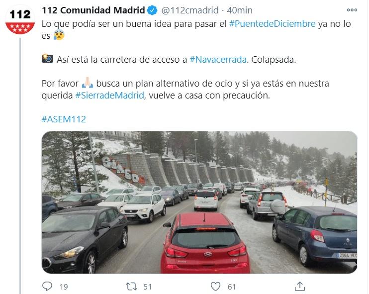 Colapso en la carretera de acceso al Puerto de Navacerrada