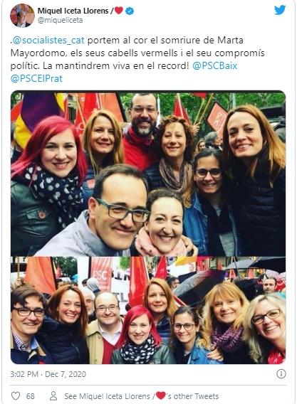 Mensaje Iceta sobre Marta Mayordomo