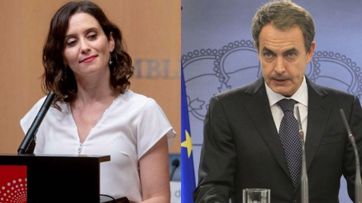 Fotomontaje con imágenes de Isabel Díaz Ayuso y José Luis Rodríguez Zapatero