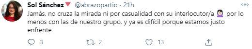Tuit Sol Sánchez en respuesta a Serrano