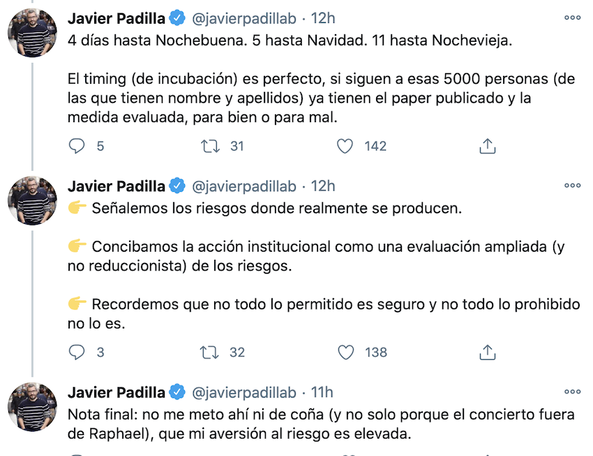 Hilo de Twitter de un médico contra el concierto de Raphael