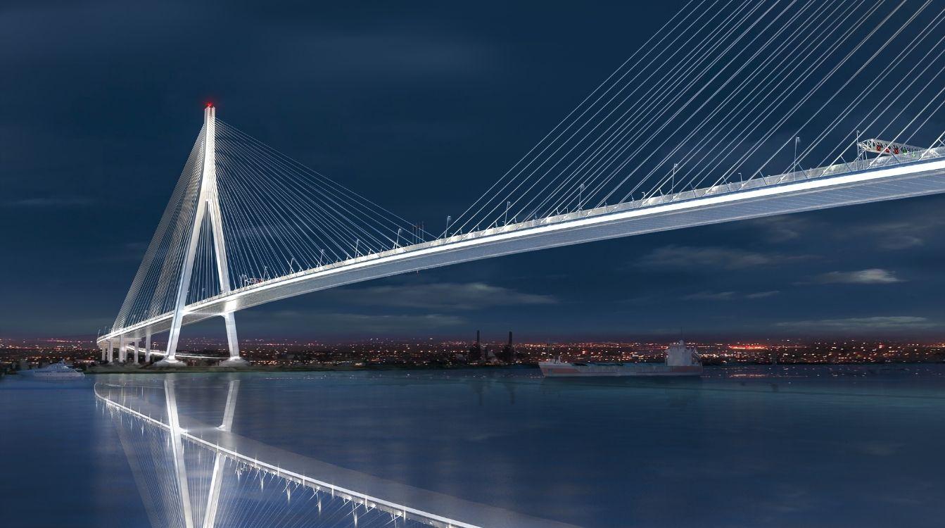 La inauguración del puente está prevista para 2024. Las obras avanzan con precisión a ambos lados del río y coincidiendo con la Navidad, las cuatro torres del viaducto estarán ya instaladas