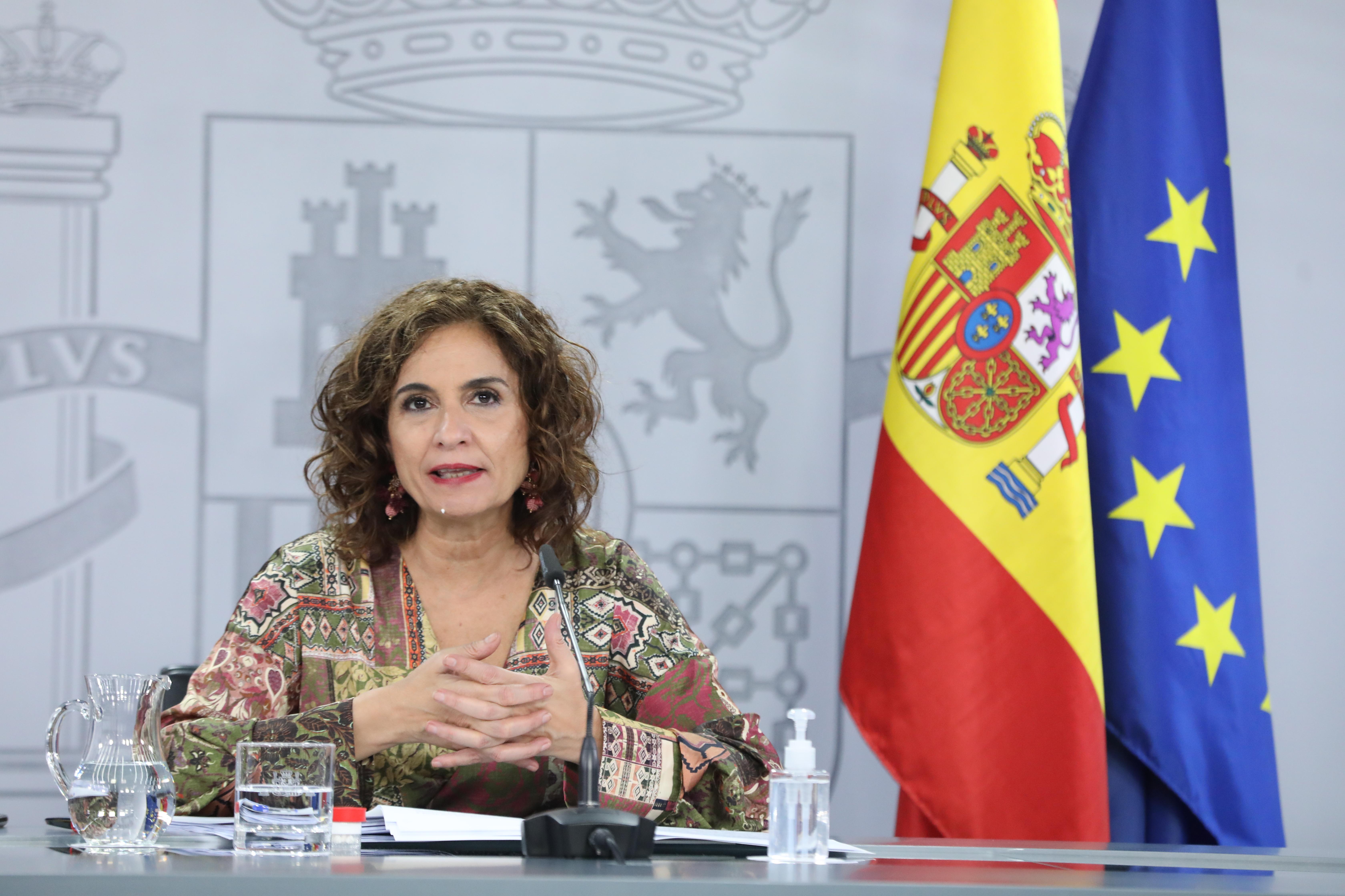 La ministra portavoz, María Jesús Montero, en la rueda de prensa posterior al Consejo de Ministros. Europa Press