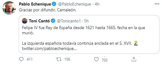 Tuit de Echenique a Toni Cantó