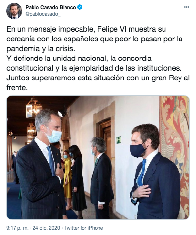 Mensaje Casado sobre Felipe VI Mensaje Casado sobre Felipe VI