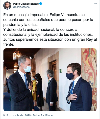 Mensaje Casado sobre Felipe VI