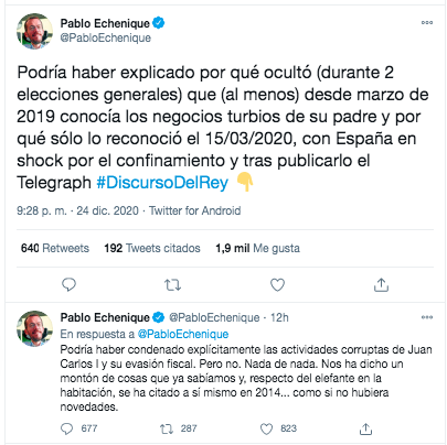 Echenique sobre Felipe VI