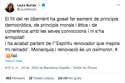 Laura Borras sobre Felipe VI