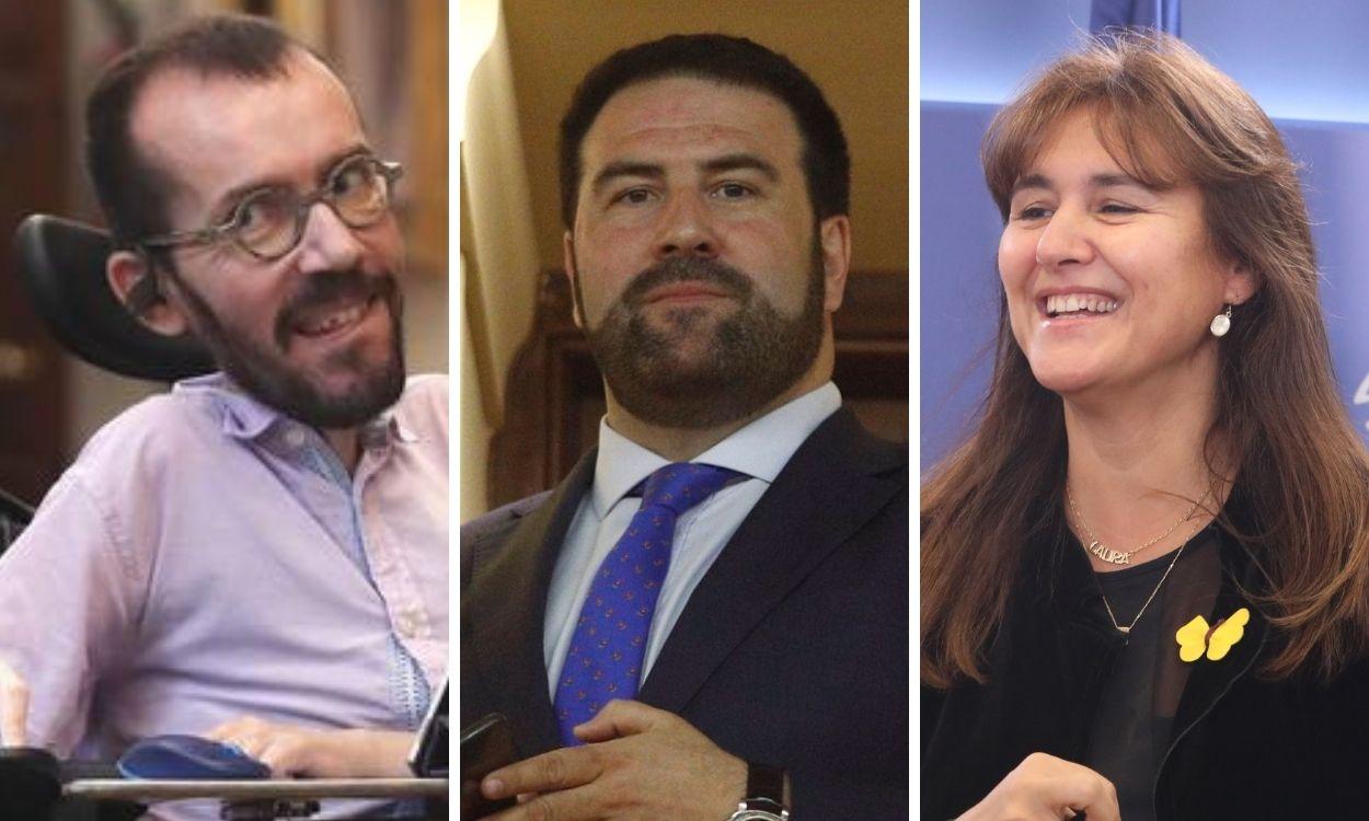 Pablo Echenique, Jon Iñarritu y Laura Borrás