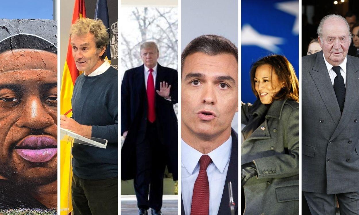 George Floyd, Fernando Simón, Donald Trump, Pedro Sánchez, Kamala Harris y Juan Carlos I.