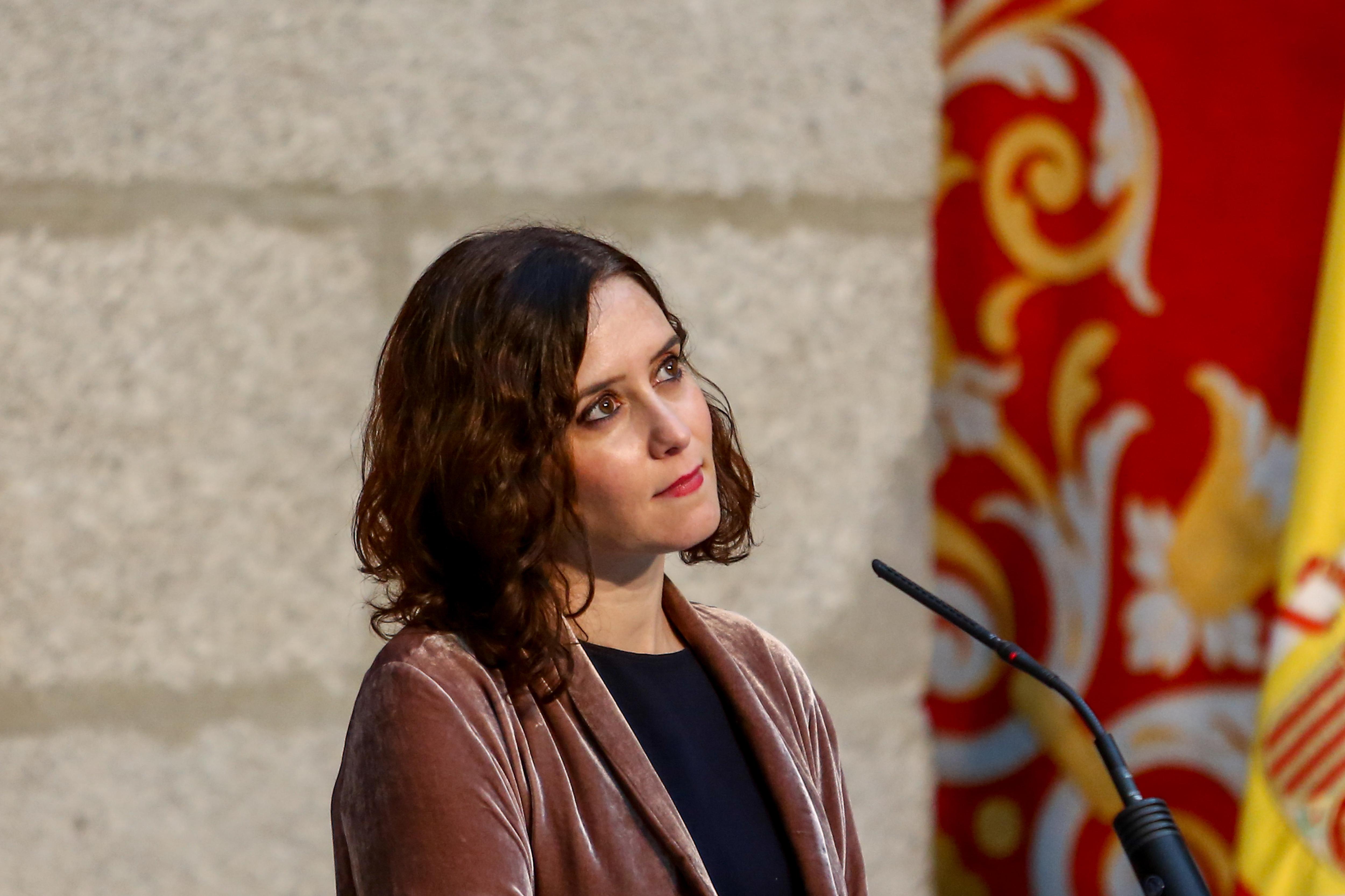 La presidenta de la Comunidad de Madrid, Isabel Díaz Ayuso, durante una rueda de prensa tras mantener el último Consejo de Gobierno del año