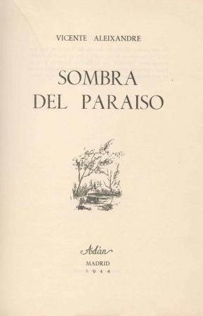 Portada de la obra de Vicente Aleixandre Portada de la obra de Vicente Aleixandre