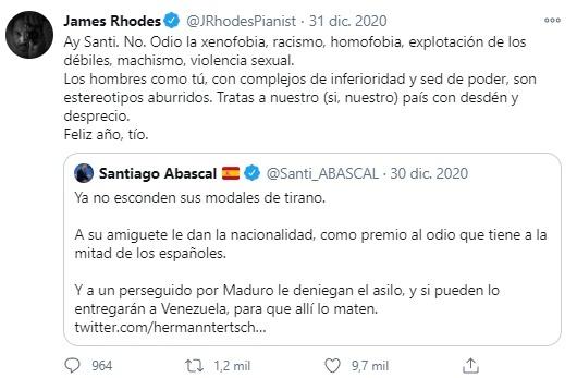 Primer mensaje de Rhodes a Abascal