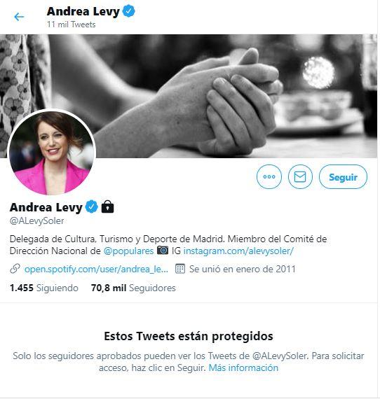 Twitter privado de Andrea Levy