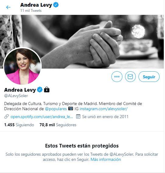 Twitter privado de Andrea Levy Twitter privado de Andrea Levy