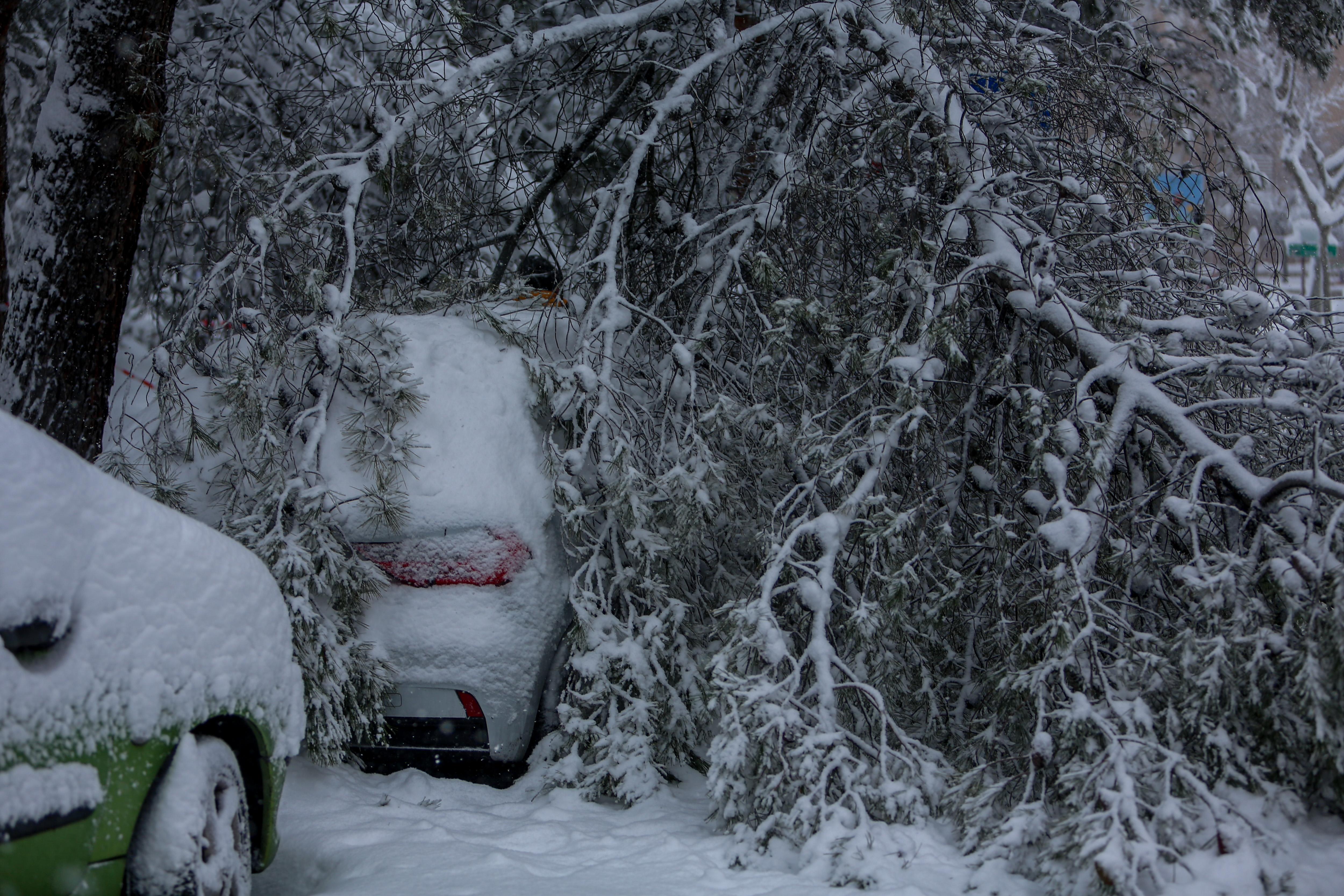 Coches sepultados por la nieve en la Comunidad de Madrid. Fuente: Europa Press.