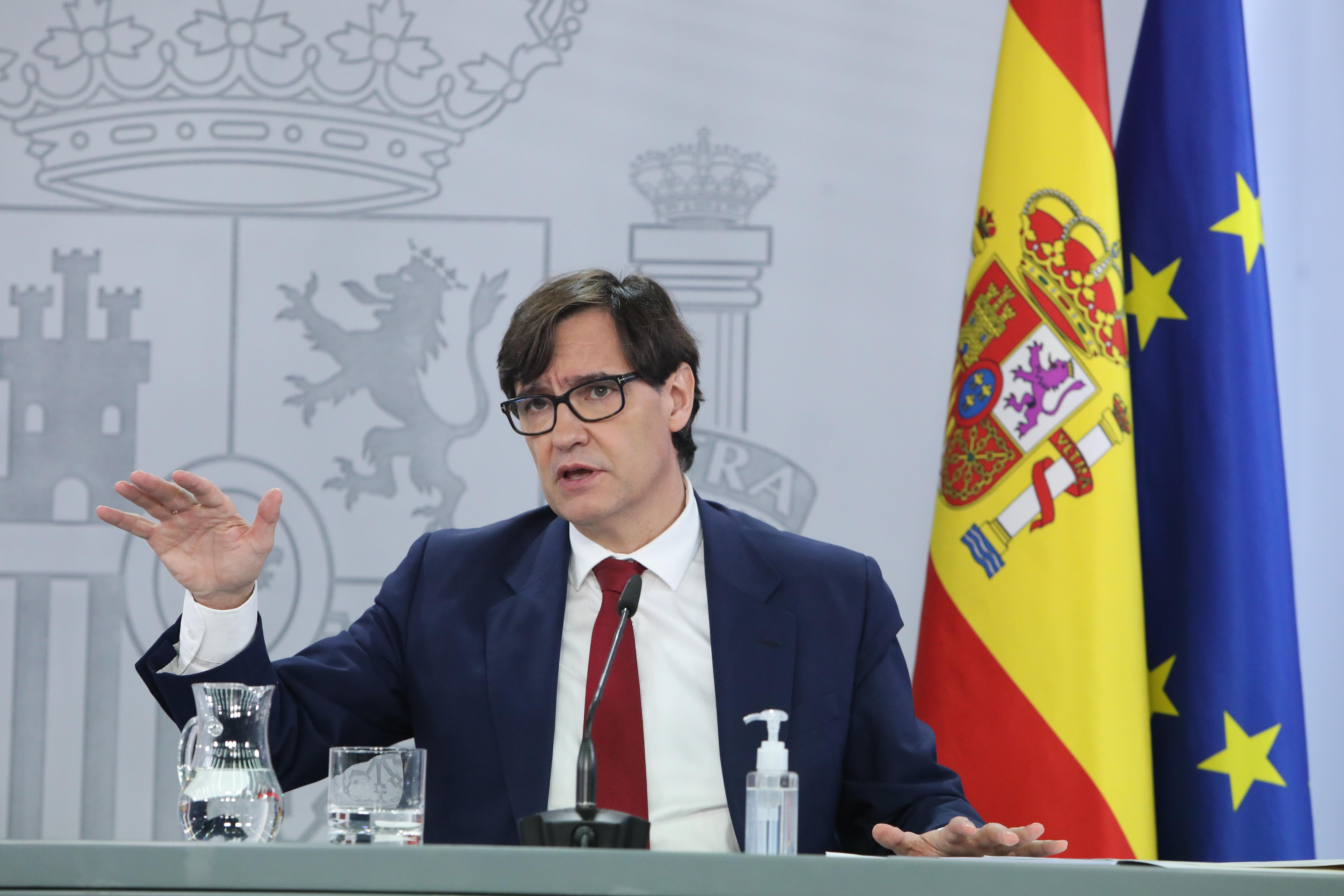 El ministro de Sanidad, Salvador Illa en rueda de prensa tras la Reunión del Comité de seguimiento del coronavirus en el Complejo de la Moncloa, en Madrid, a 8 de enero de 2021