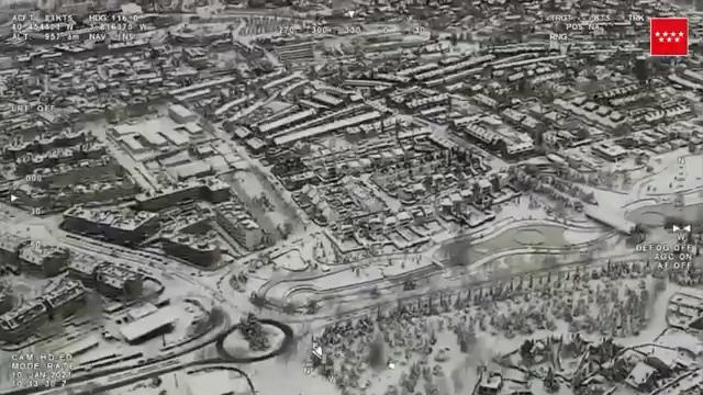 La nevada histórica en Madrid, vista desde el aire. 112 Madrid