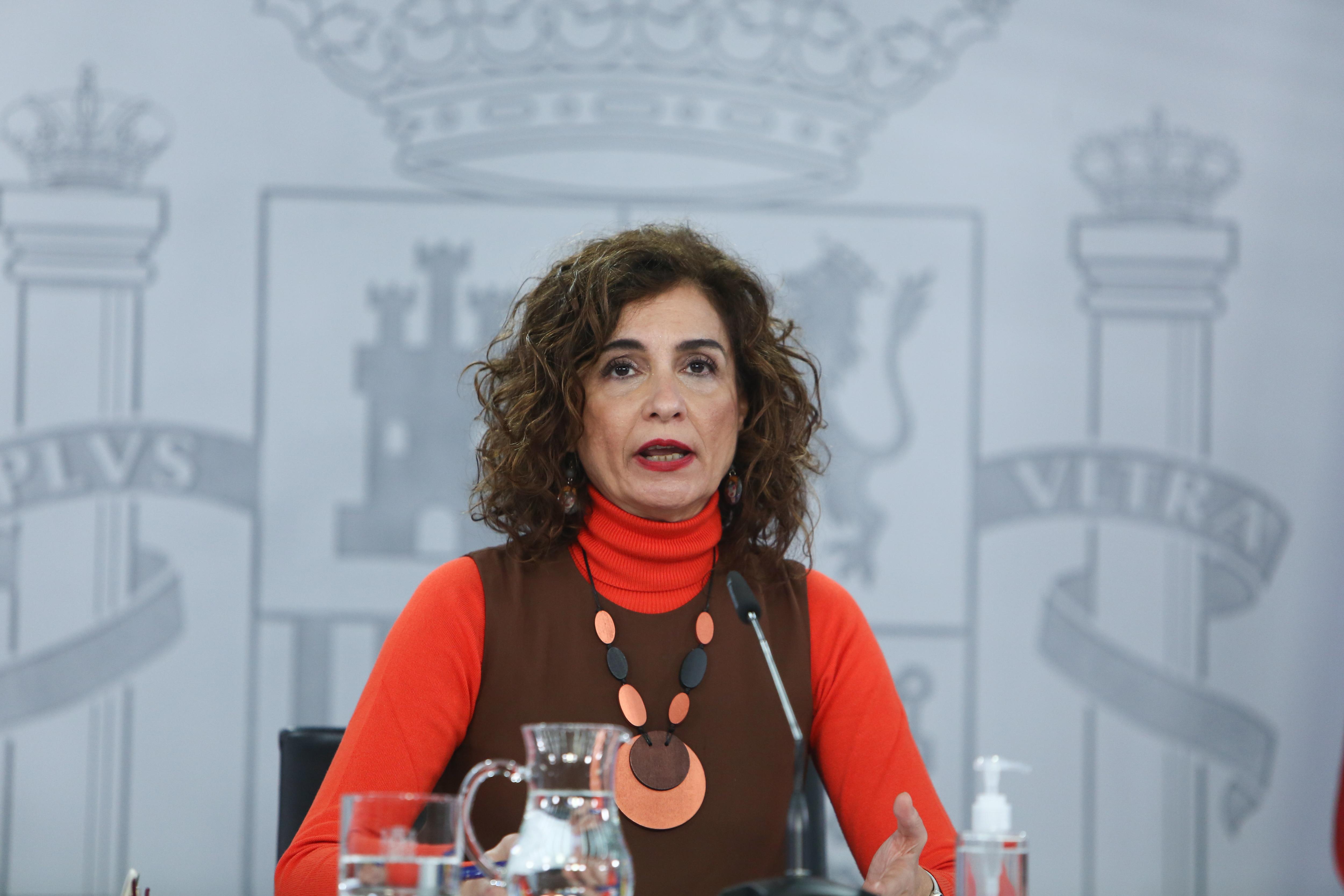 La ministra portavoz del Gobierno, María Jesús Montero, en la rueda de prensa posterior al Consejo de Ministros. Europa Press
