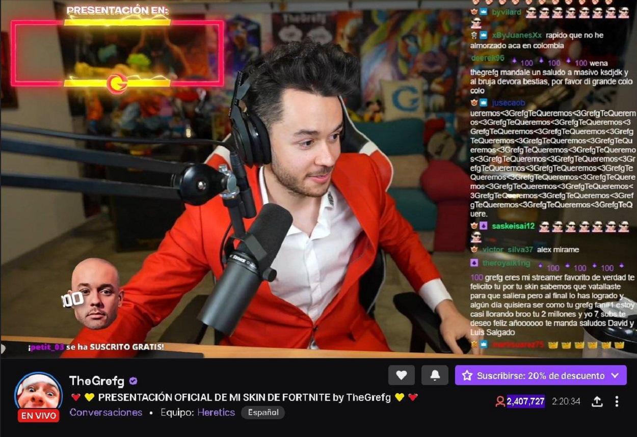 El directo de TheGrefg que congregó a 2,4 millones de personas. Twitch