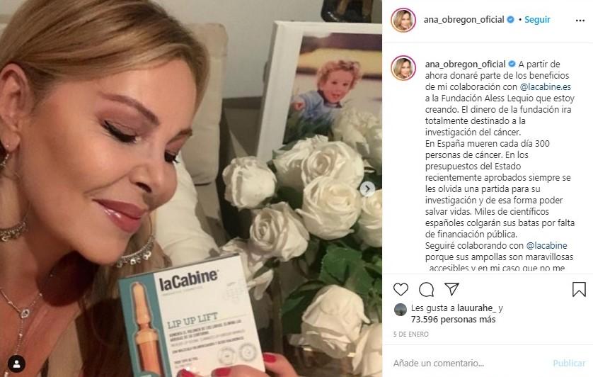 ana obregón donará dinero a la investigación del cáncer