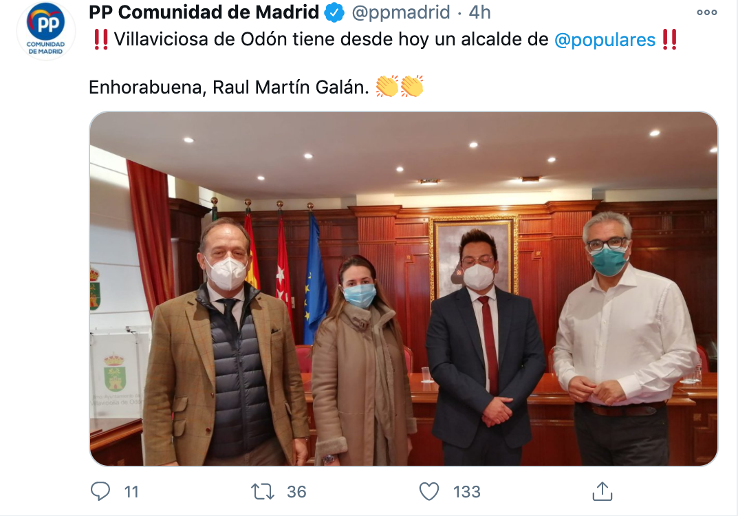 Tuit del PP en Madrid