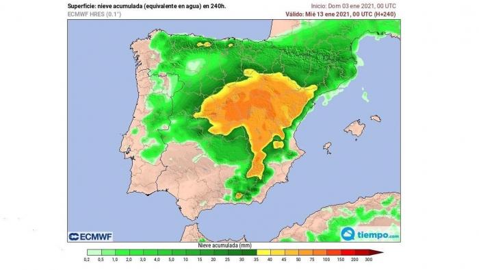 La previsión de la AEMET del pasado 3 de enero