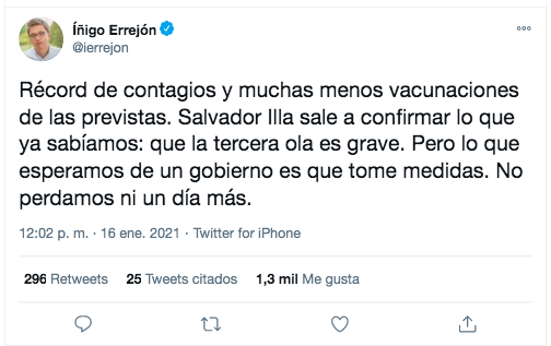 Íñigo Errejón tras escuchar a Salvador Illa